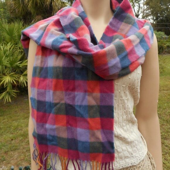 NWT MANHATTAN HAT CO. Cashmere Feel - 100% Acrylic Multi-Color Plaid Scarf - Picture 2 of 6